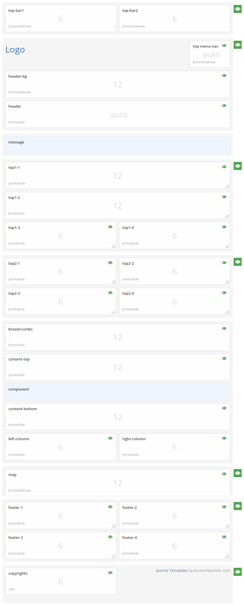 Module positions for medium screen