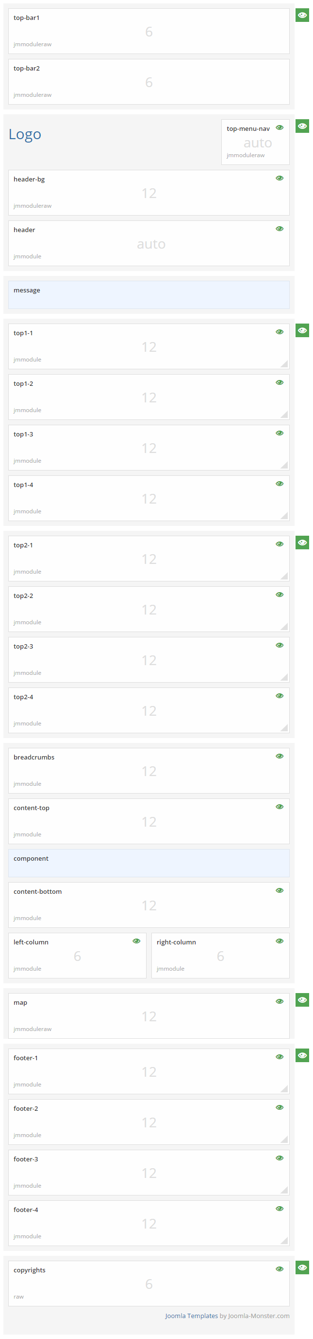 Module positions for small screen